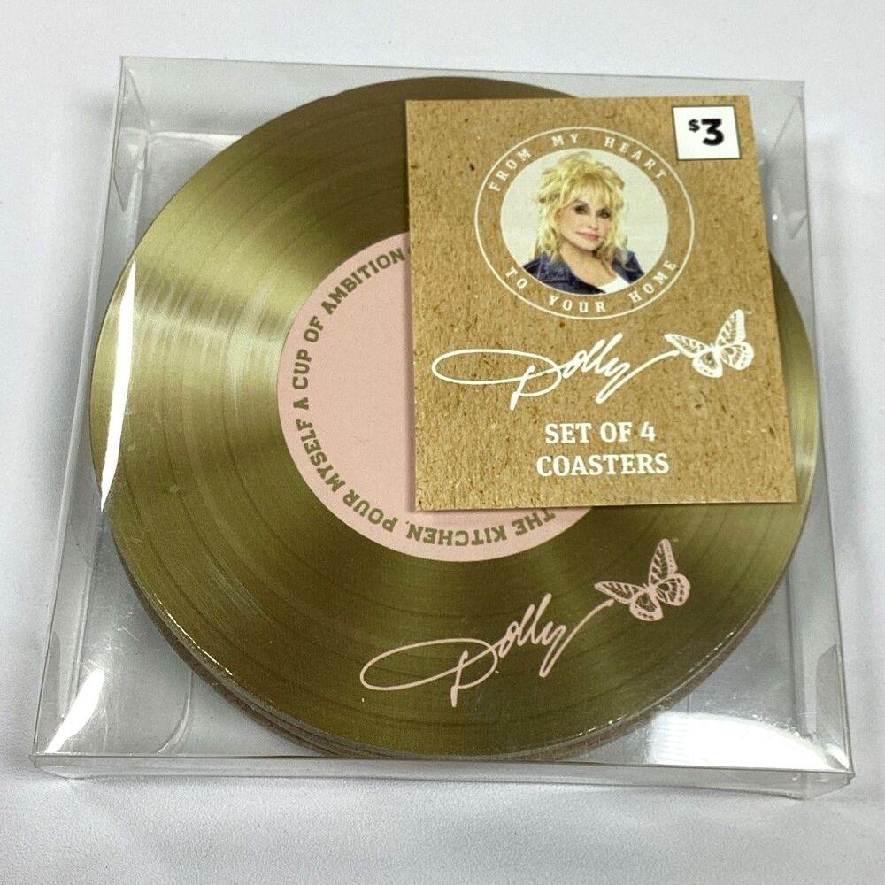 Dolly Parton Coaster Set Of 4 Cup Of Ambition Record New DG Discontinued
